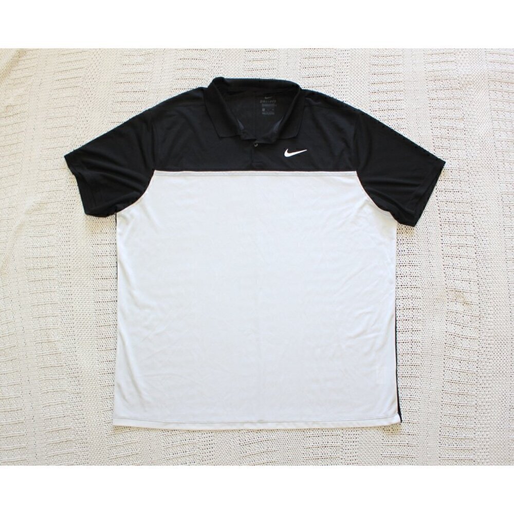 Nike Dri-Fit Men's Victory Color block Golf Polo Shirt Size 2XL Black & White